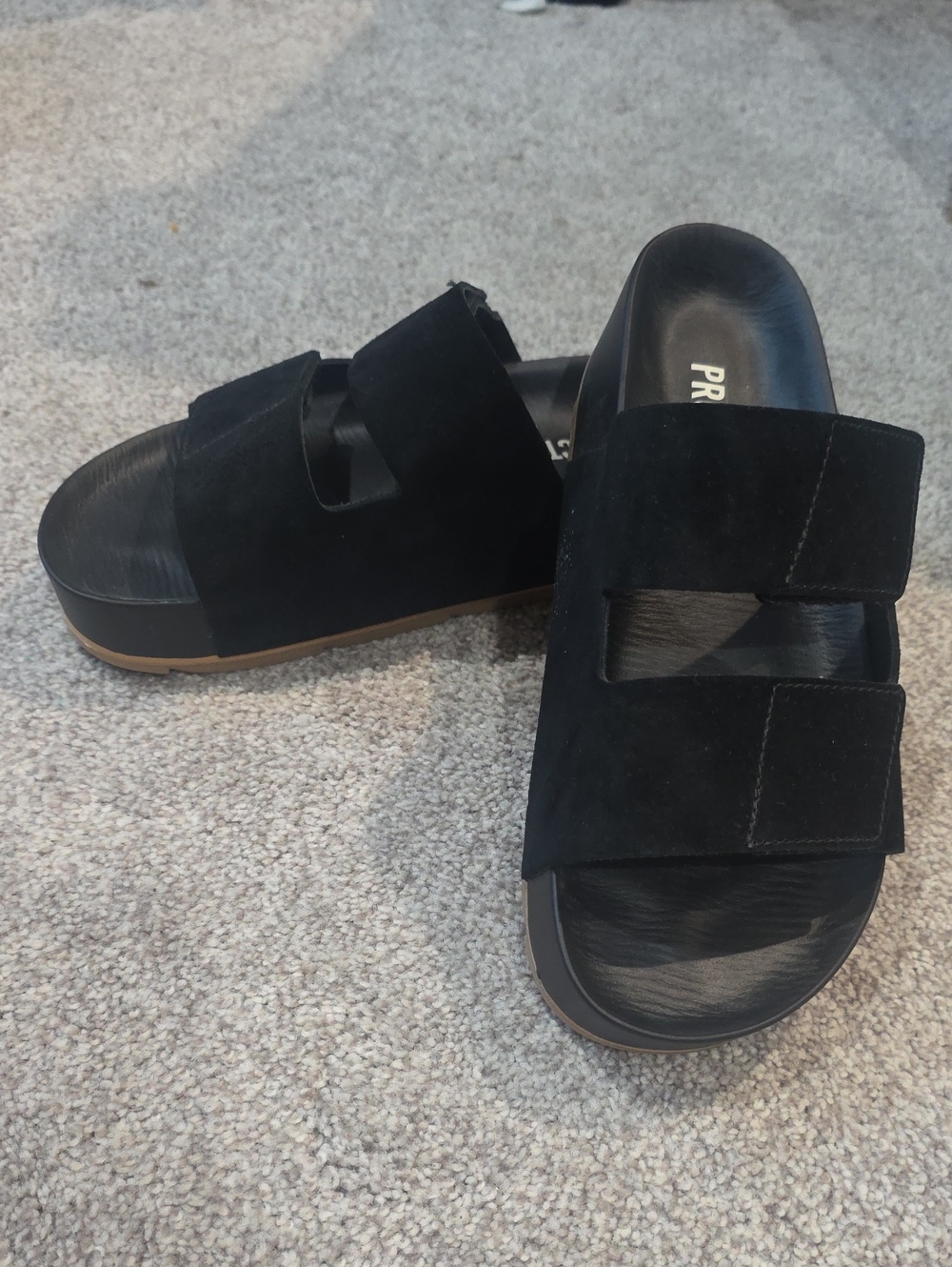 Project Cloud Black Suede Women's Dual-strap Slide Sandals